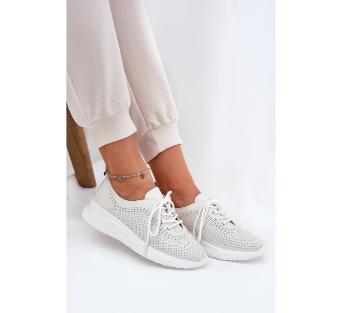 Dámské Kožené Sportovní Boty model 21691334 Bílé - VINCEZA