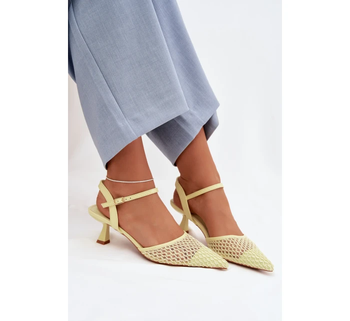 Dámské sandály na podpatku s síťkou Žluté Brilora