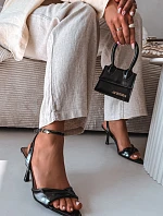Dámske sandále na podpätku z ekokože Black Sedira