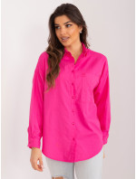 Dámska košeľa na gombíky v fuchsiovej farbe s golierom
