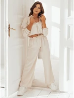 Dámské široké kalhoty light beige model 21972563 - Dstreet