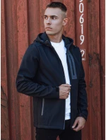 Pánská přechodná softshellová bunda s kapucí tmavě modrá Dstreet model 21980003 - FashionStreet