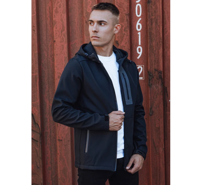 Pánská přechodná softshellová bunda s kapucí tmavě modrá Dstreet model 21980003 - FashionStreet