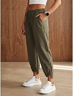 Dámske joggerové nohavice s gumou v páse, olivovo zelené, FashionStreet UY3167