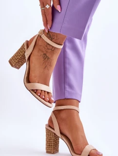 Semišové Sandály Na Podpatku Béžové model 21618618 - Boto