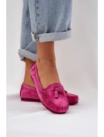 Dámské Ploché Klasické Semišové Mokasíny model 21686063 Fuchsie - S.Barski