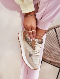 Dámské Sportovní Boty Na Platformě Vzor Béžové model 21689033 - Boto