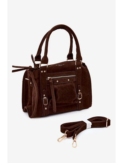 Hnědá kabelka z imitace semiše model 22220867 - Flora&Co