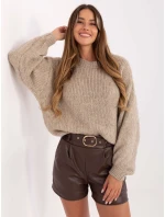 Sweter MI SW model 21418044 beżowy - FPrice Sweter MI SW model 21418044 beżowy - FPrice