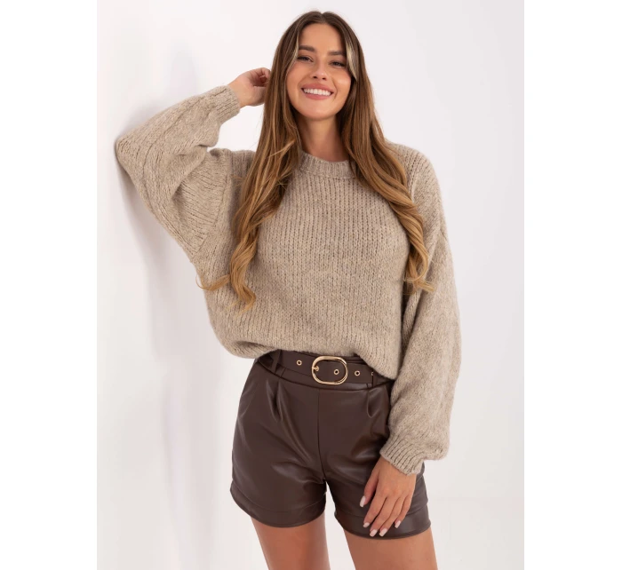 Sweter MI SW model 21418044 beżowy - FPrice Sweter MI SW model 21418044 beżowy - FPrice