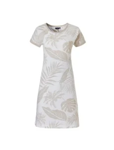 Dámska nočná košeľa 10231-140-2 bielo-béžová listy - Pastunette