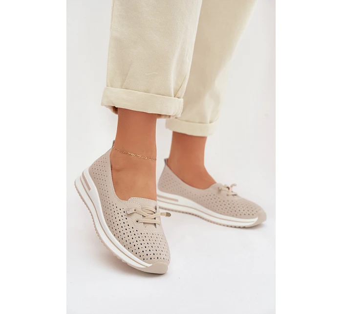 Dámske kožené poltopánky LR61-7044 beige - S.Barski