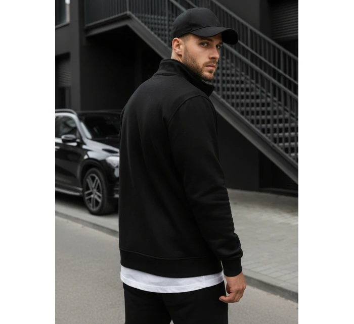 Pánska mikina na zips bez kapucne čierna BX4110 Pánska mikina na zips bez kapucne čierna BX4110