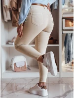 Dámské džínové kalhoty s páskem ve světle béžové barvě Dstreet model 21985176 - FashionStreet