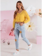 Dámský oversize žebrovaný svetr žlutý Dstreet model 21986109 - FashionStreet