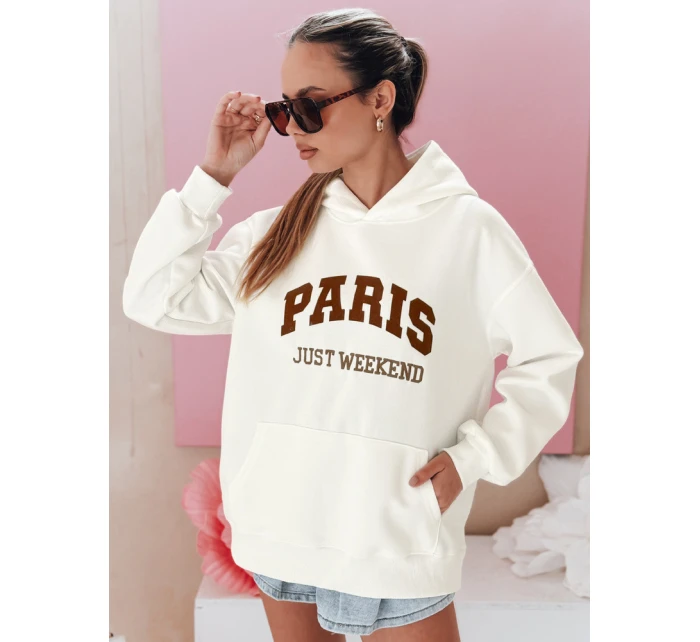 Dámska oversize mikina PARISSIA ecru FashionStreet BY1454