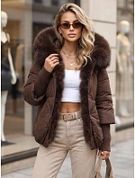 Dámska zimná bunda s kožušinou a kapucňou, hnedá, FashionStreet TY5890 Dámska zimná bunda s kožušinou a kapucňou, hnedá, FashionStreet TY5890