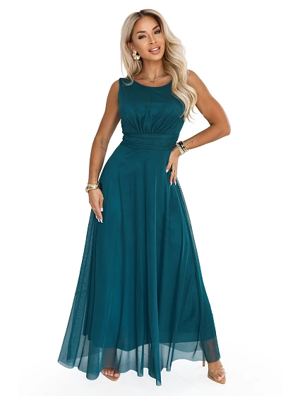 dlouhé maxi šaty s kulatým výstřihem – zelená model 22282676 - numoco basic dlouhé maxi šaty s kulatým výstřihem – zelená model 22282676 - numoco basic