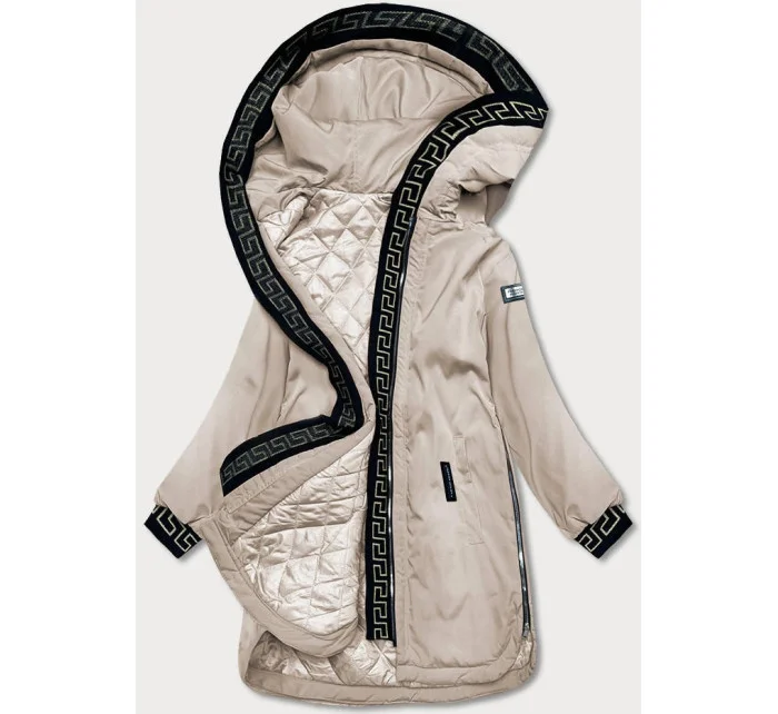 Tmavo béžová dámska bunda s ozdobnou lemovkou (B8150-12) Tmavo béžová dámska bunda s ozdobnou lemovkou (B8150-12)