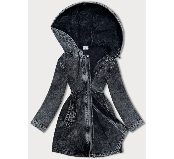 Čierna džínsová bunda s kapucňou (POP7015-K)
