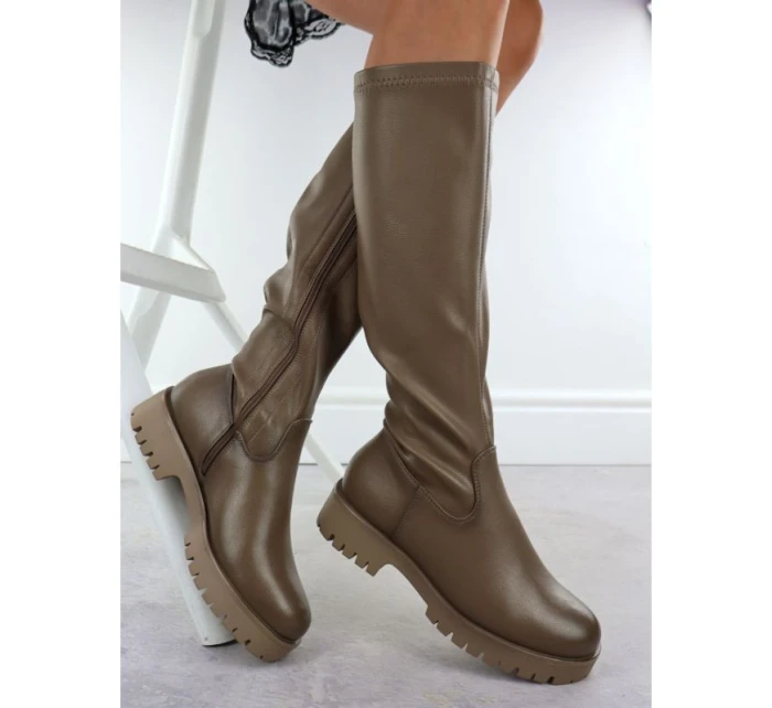 Dámske topánky na platforme khaki Potocki 25-12729