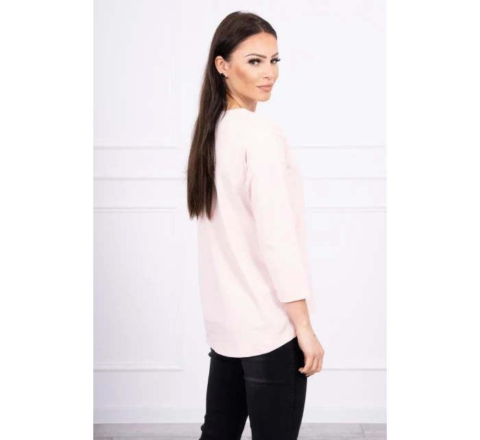 Halenka s 3D grafikou kočky pudrově růžová Halenka s 3D grafikou kočky pudrově růžová