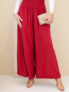 Dámske viskózové nohavice s elastickým pásom bordovej farby