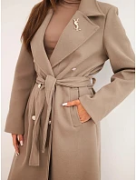 Dámský kabát s páskem model 22542835 fango - K-Fashion Dámský kabát s páskem model 22542835 fango - K-Fashion