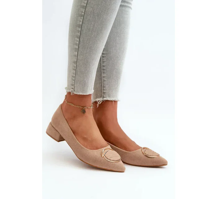 Lodičky na nízkom podpätku z ekologického semišu S.Barski Beige
