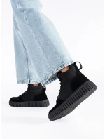 Trendy dámske členkové topánky čierna platforma Trendy dámske členkové topánky čierna platforma