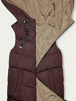 Dámska dlhá obojstranná vesta hnedej a béžovej farby (B8248-14)