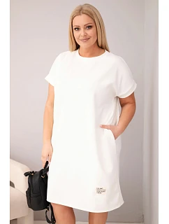 Dámské šaty Plus Size s krátkým rukávem a kapsami ecru