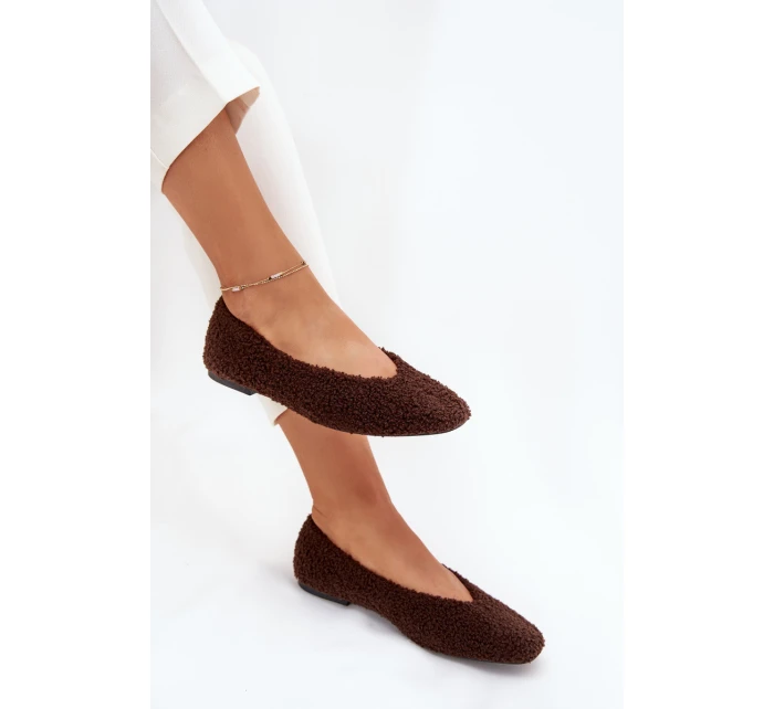 Baleriny Damskie Z Futerkiem Typu Baranek Czekoladowe Zimira Baleriny Damskie Z Futerkiem Typu Baranek Czekoladowe Zimira