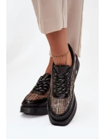 Kožené Polobotky pro na Platformě  Černé model 21710391 - Artiker