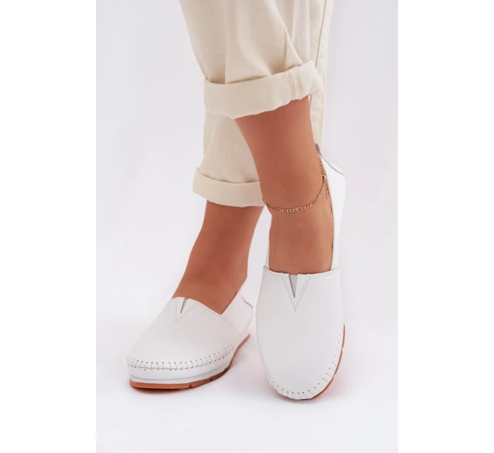 Kožené dámské polobotky model 22013910 Bílé - S.Barski Kožené dámské polobotky model 22013910 Bílé - S.Barski