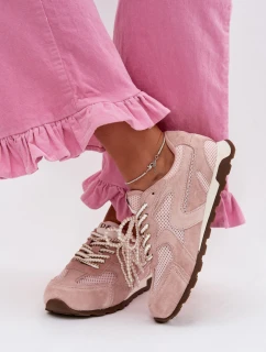 Kožené semišové dámské tenisky MK61-0705 Růžové