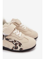 Detská športová obuv na suchý zips s leopardím vzorom Perrin - béžová