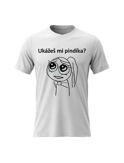 Dámske bavlnené tričko s potlačou - SHOW ME THE PINDICK - biele Dámske bavlnené tričko s potlačou - SHOW ME THE PINDICK - biele