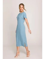 Ceruzkové šaty s bočným rozparkom S398 sky blue - Stylove
