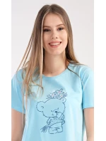 Dámská noční košile s krátkým rukávem Méďa s model 18728719 - Vienetta Dámská noční košile s krátkým rukávem Méďa s model 18728719 - Vienetta