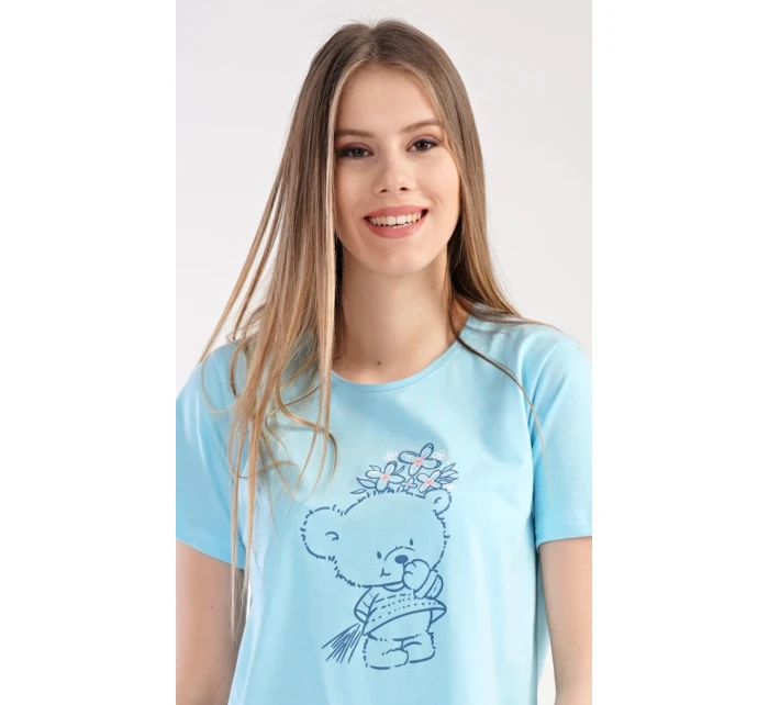 Dámská noční košile s krátkým rukávem Méďa s model 18728719 - Vienetta Dámská noční košile s krátkým rukávem Méďa s model 18728719 - Vienetta