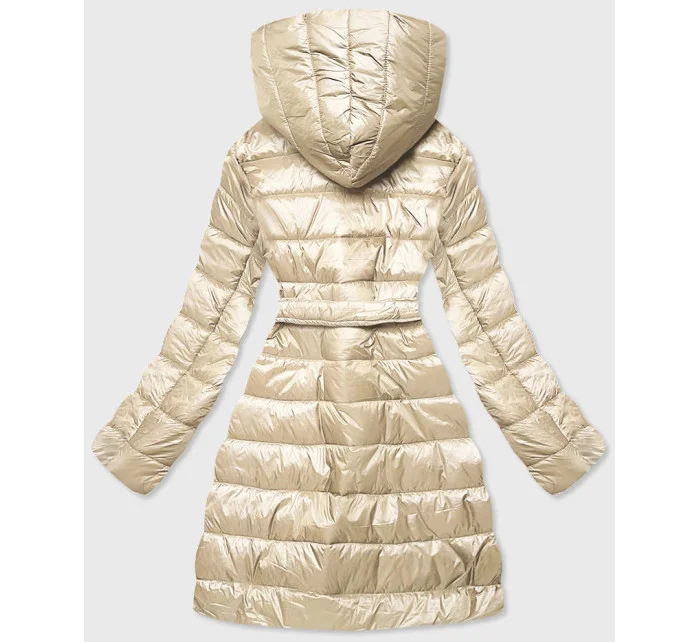 Dámska ľahká zimná bunda so zateplenou kapucňou ecru (omdl-019)