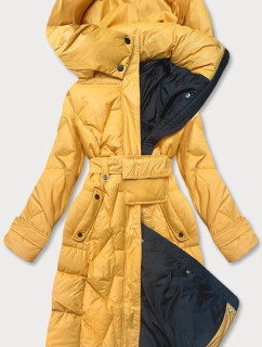 Žltá páperová bunda so stojačikom a kapucňou (AG2-J82)
