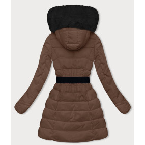 Hnedá páperová dámska zimná bunda (2M-007)