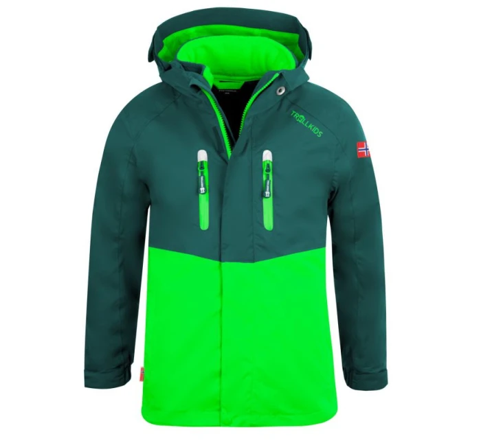 Trollkids Bryggen nepremokavá bunda 3v1 pre chlapcov/dievčatá zelená (418-308)