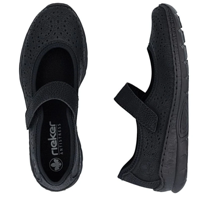 Dámské černé polobotky na suchý zip model 21910617 - Rieker