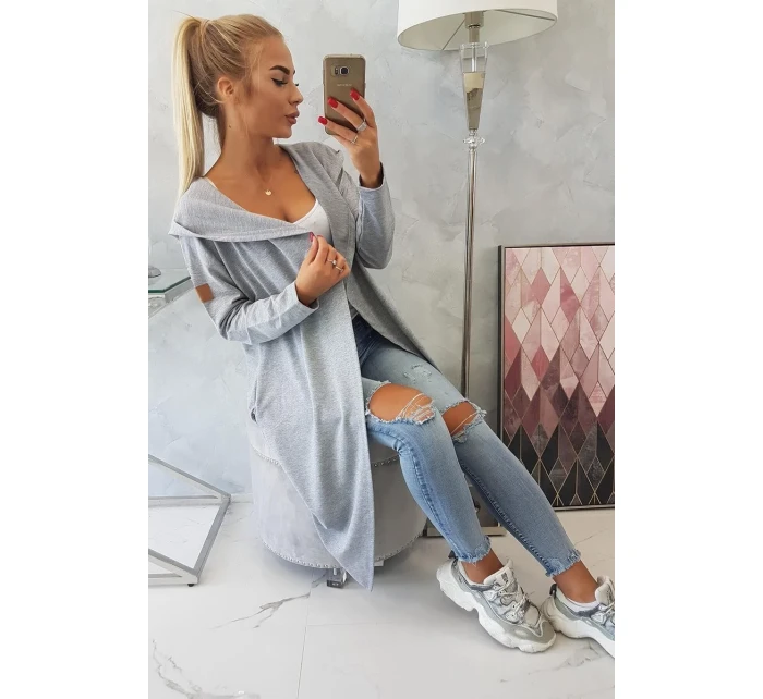 Dlhá pláštenka s kapucňou sivá