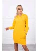 Šaty s kapucí hořčicové