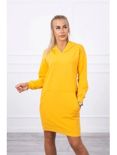 Šaty s kapucí hořčicové