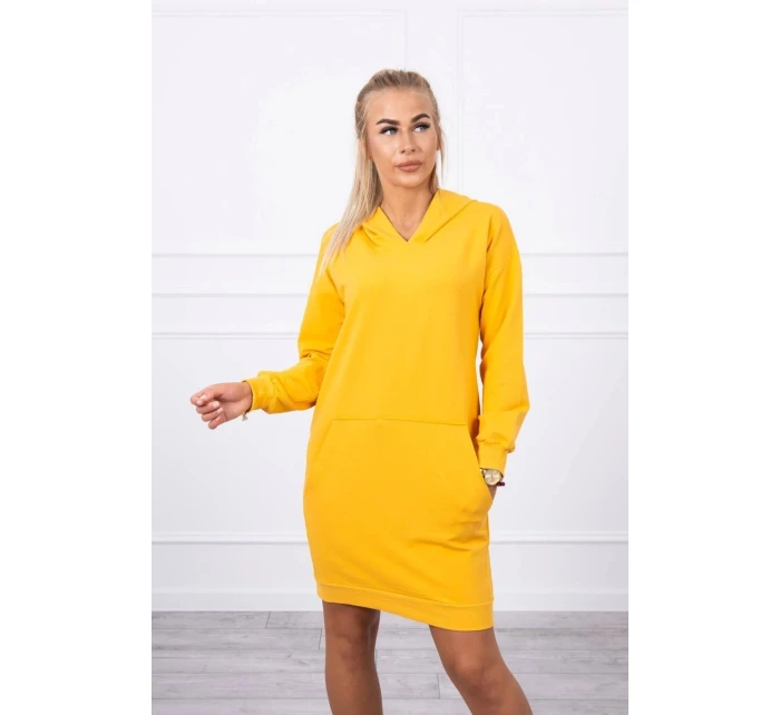 Šaty s kapucí hořčicové